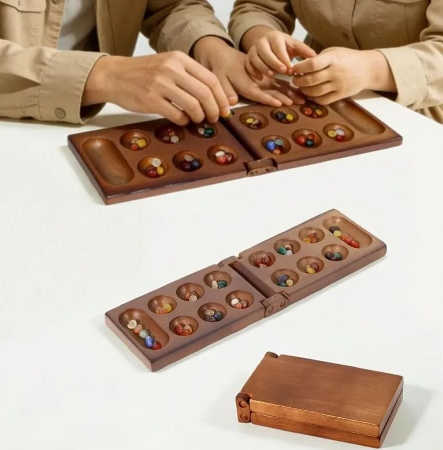Chess Set Wooden - 클래식 만칼라 고대 아프리카 체스 나무