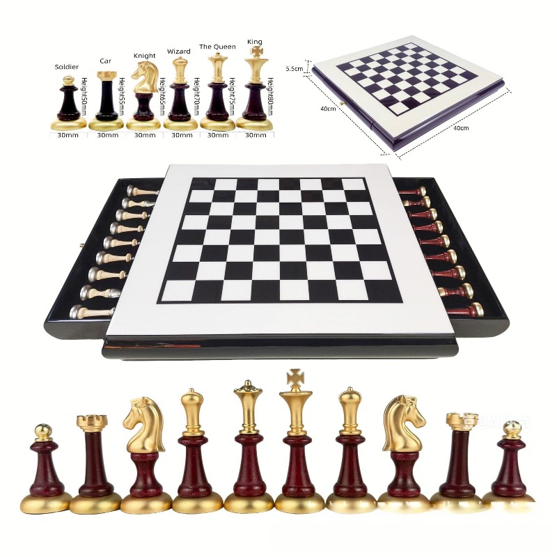 Chess Set Wooden - 고광택 피아노 마감 목재 체스 세트,