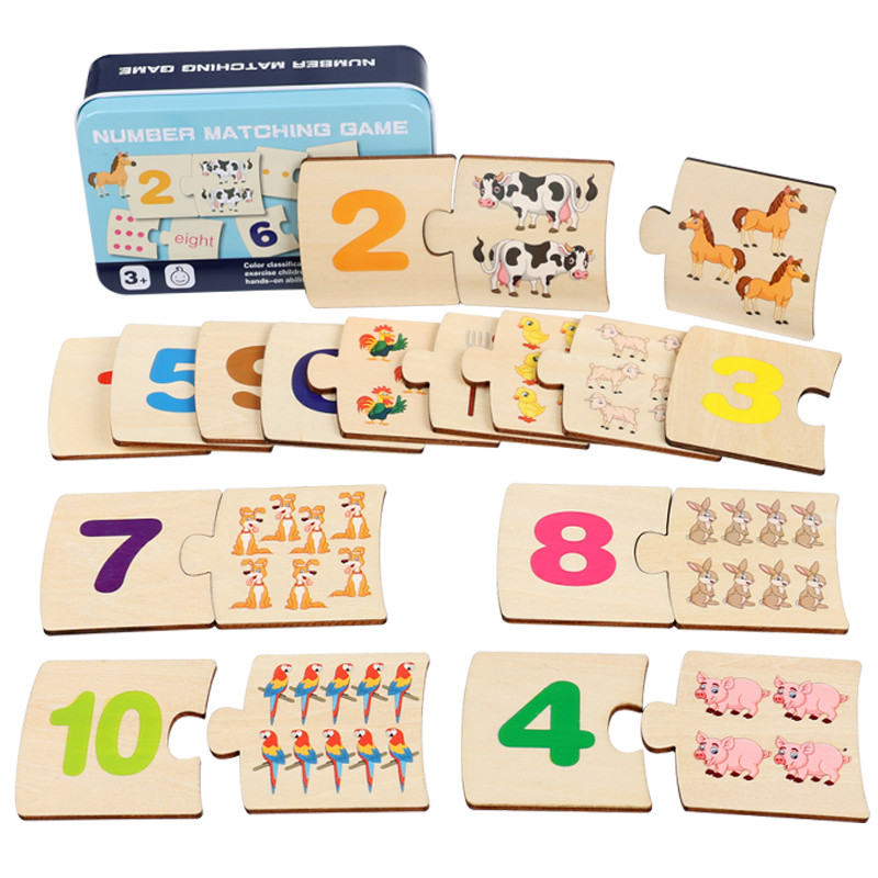 Board Game Education - 어린이 철제 상자 숫자 학습 나무