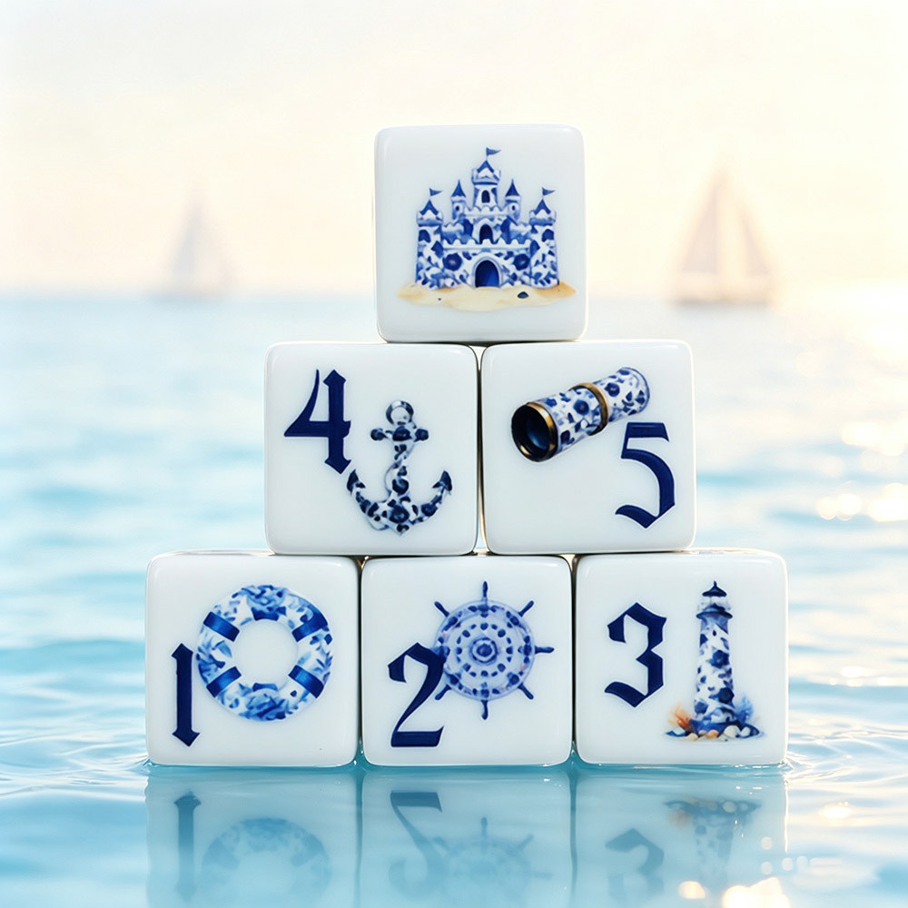 Board Game Dnd - 12개 블루 해양풍 16MM 프린트 D6