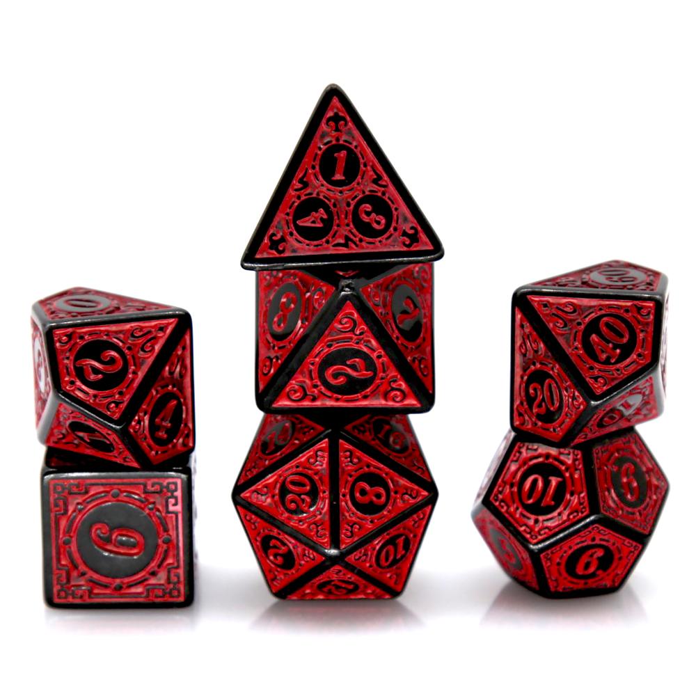 Board Game Dnd - 7Pcs 블랙 레드 아크릴 다면체 주사위