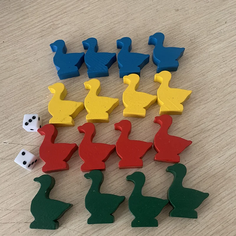 Chess Set Wooden - 16개/세트 거위 모양의 나무 체스 게임