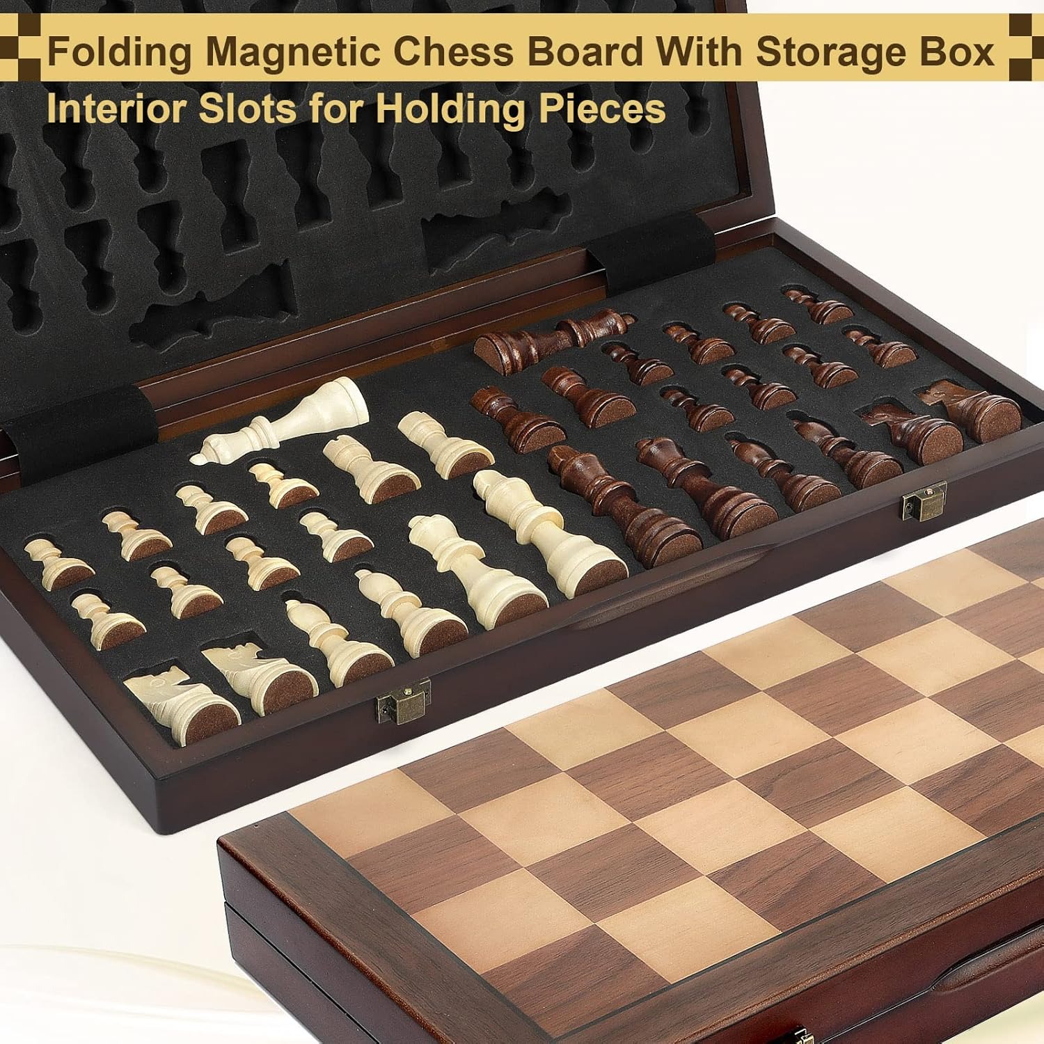 39cm/15인치 성인용 나무 체스 세트, 접이식 보드 - Chess Set Wooden 리뷰 및 가격
