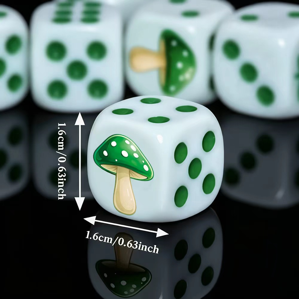 6Pcs 보드 게임을위한 귀여운 녹색 버섯 D6 주사위 - Board Game Dnd 리뷰 및 가격