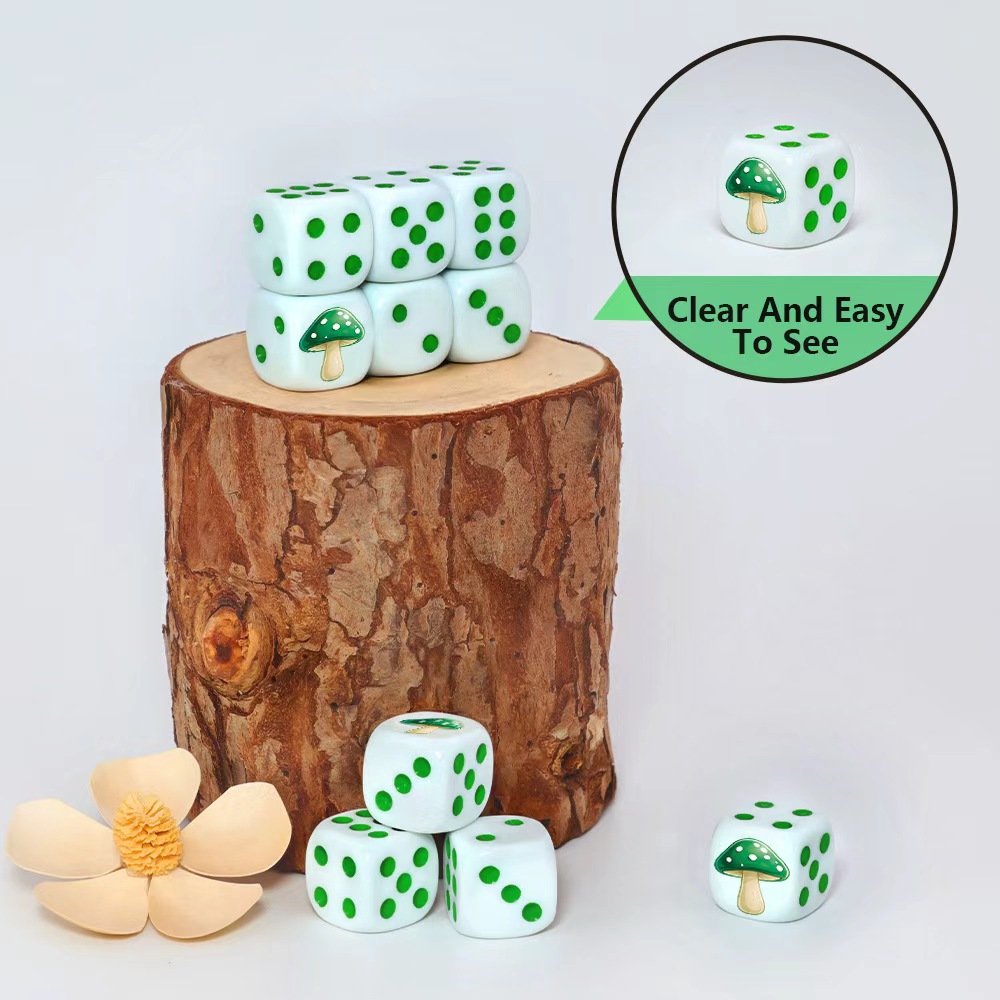 6Pcs 보드 게임을위한 귀여운 녹색 버섯 D6 주사위 - Board Game Dnd 리뷰 및 가격