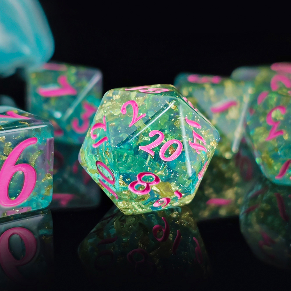 7개 세트 반짝이는 호일 내장 레진 주사위 세트 DND - Board Game Dnd 리뷰 및 가격