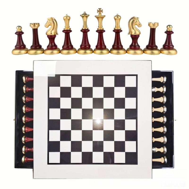 고광택 피아노 마감 목재 체스 세트, 수납 서랍 포함, - Chess Set Wooden 리뷰 및 가격