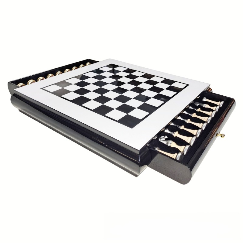 고광택 피아노 마감 목재 체스 세트, 수납 서랍 포함, - Chess Set Wooden 리뷰 및 가격
