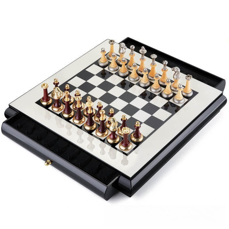 고광택 피아노 마감 목재 체스 세트, 수납 서랍 포함, - Chess Set Wooden 리뷰 및 가격