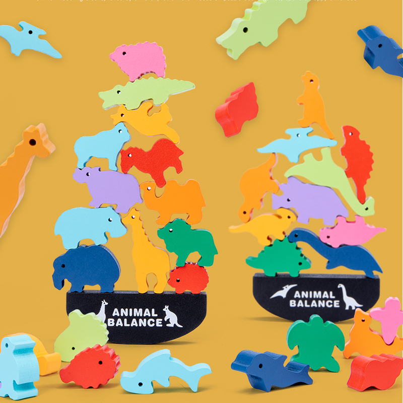 몬테소리 어린이용 나무 동물 균형 블록 보드 게임 장난 - Board Game Education 리뷰 및 가격