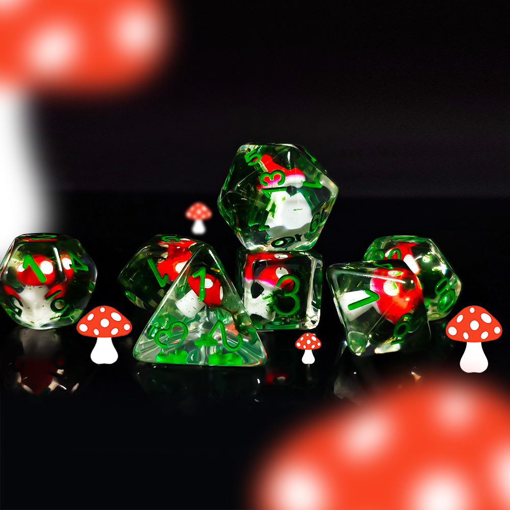 7개/세트 DND 주사위 투명 레진 귀여운 버섯 다면체 - Board Game Dnd 리뷰 및 가격