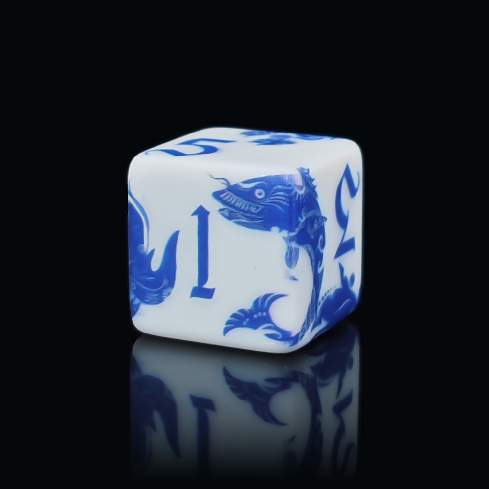 12개 블루 앤 화이트 도자기 잉어 모양 D6 주사위, - Board Game Dnd 리뷰 및 가격