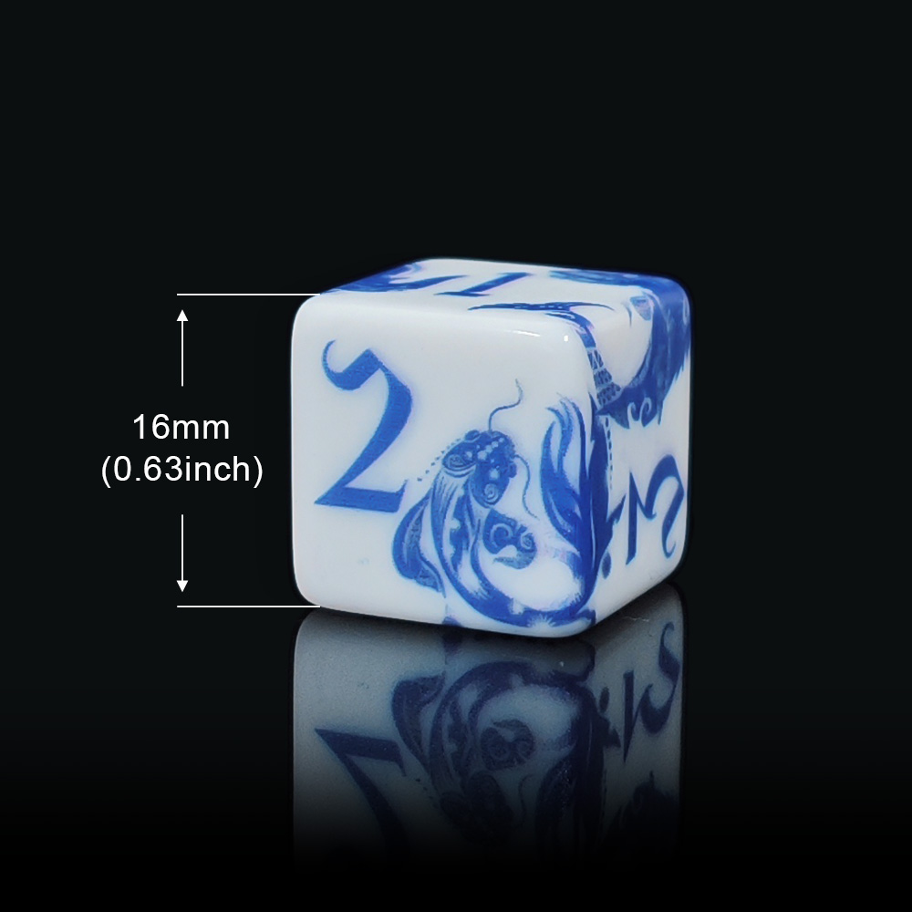 12개 블루 앤 화이트 도자기 잉어 모양 D6 주사위, - Board Game Dnd 리뷰 및 가격