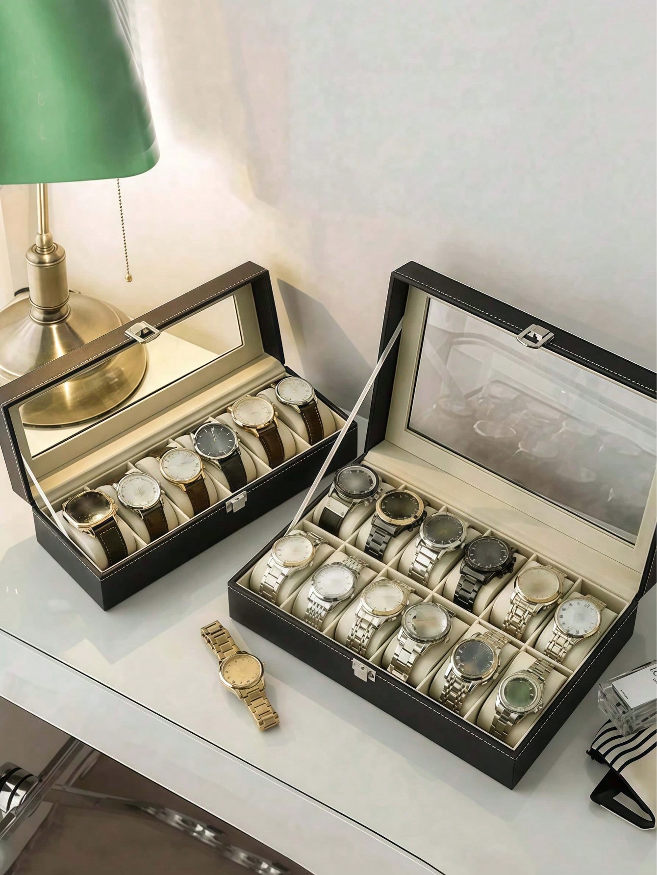 잠금장치가 있는 가죽 시계 상자, 대용량 시계 진열 케 - Token Tray Organizer 리뷰 및 가격