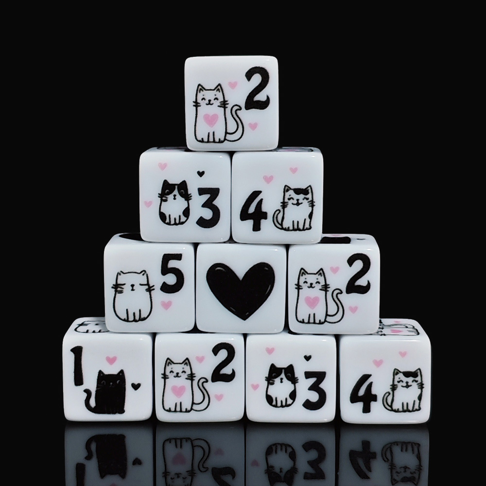 12개/세트 16mm 귀여운 고양이 주사위, 프리미엄  - Board Game Dnd 리뷰 및 가격