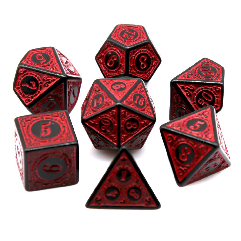7Pcs 블랙 레드 아크릴 다면체 주사위 세트 레트로  - Board Game Dnd 리뷰 및 가격
