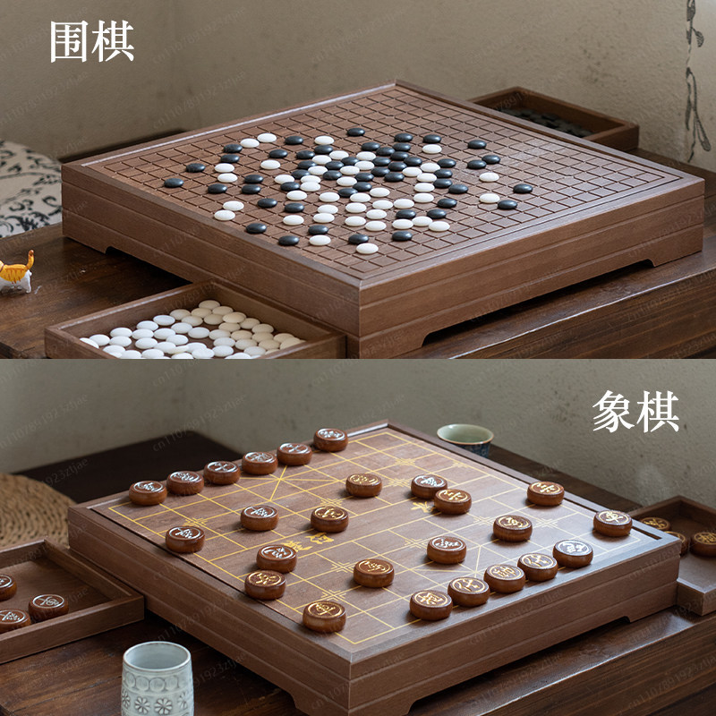 고급 원목 고 & 중국 체스 2-in-1 보드, 대형  - Chess Set Wooden 리뷰 및 가격